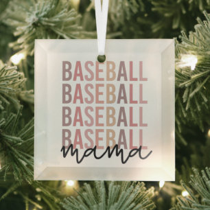 Baseball Mama   Baseball Mum Gifts Glass Tree Decoration