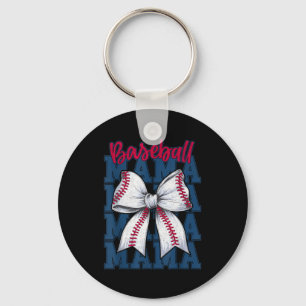 Baseball Mama Coquette Bow Game Day Baseball Mom M Key Ring