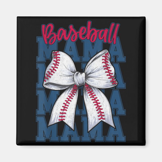 Baseball Mama Coquette Bow Game Day Baseball Mom M Magnet (Front)