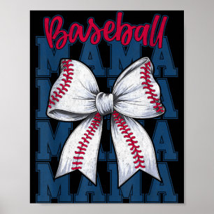 Baseball Mama Coquette Bow Game Day Baseball Mom M Poster
