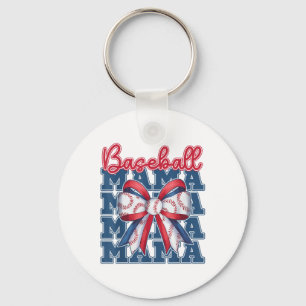Baseball Mama Coquette Bow Sport Mum Mothers Day  Key Ring