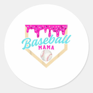 Baseball Mama Home Plate Ice Cream Drip With Sprin Classic Round Sticker