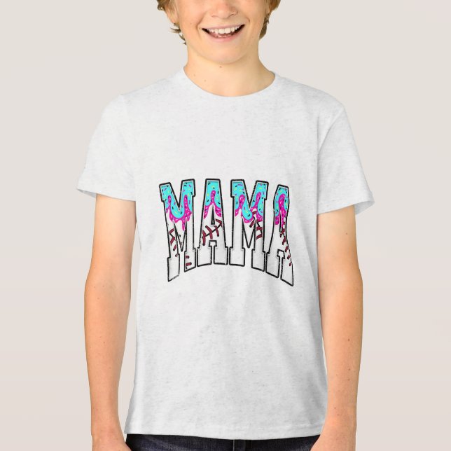 Baseball Mama Ice Cream Drip With Sprinkles Baseba Tri-Blend Shirt (Front)