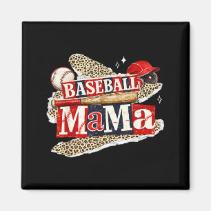 Baseball mama leopard game day baseball season for magnet