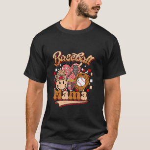 Baseball Mama Mum Of Both Leopard Softball Mum Mot T-Shirt