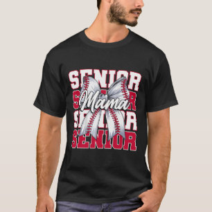 Baseball Mama Senior 2026 Coquette Bow Graduation T-Shirt