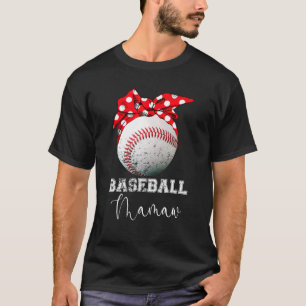 Baseball Mamaw Vintage Messy Bun Ball  Mothers Day T-Shirt