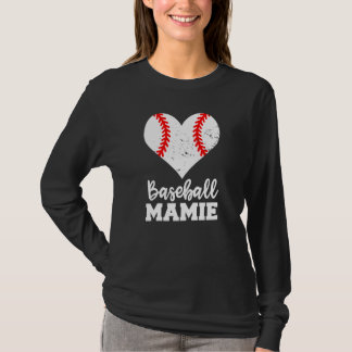 Baseball Mamie Baseball Heart Grandma Mamie T-Shirt