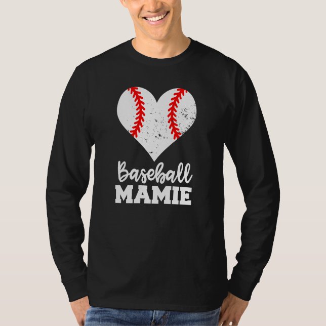 Baseball Mamie Baseball Heart Grandma Mamie T-Shirt (Front)