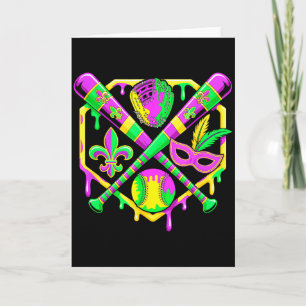 Baseball Mardi Gras Carnival Party Mask Ice Cream Card