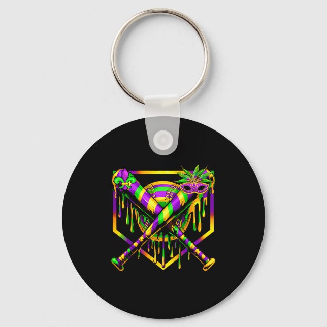 Baseball Mardi Gras Carnival Party Mask Ice Cream  Key Ring (Front)