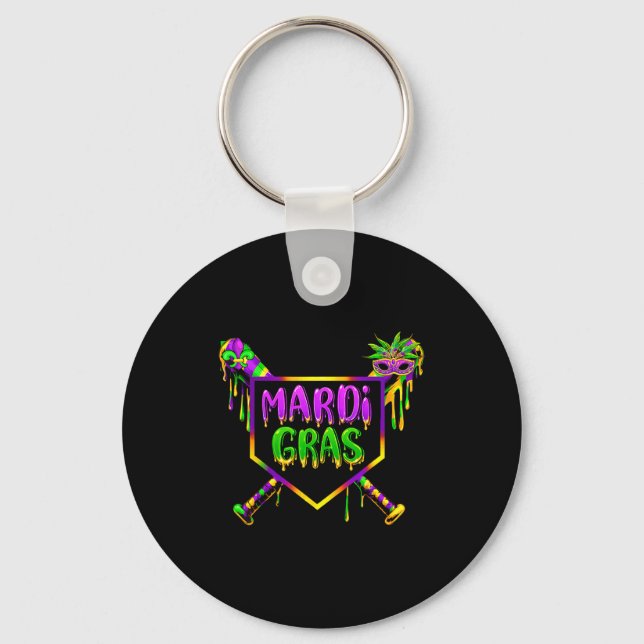 Baseball Mardi Gras Carnival Party Mask Ice Cream  Key Ring (Front)