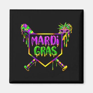 Baseball Mardi Gras Carnival Party Mask Ice Cream Magnet