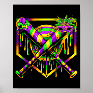 Baseball Mardi Gras Carnival Party Mask Ice Cream  Poster