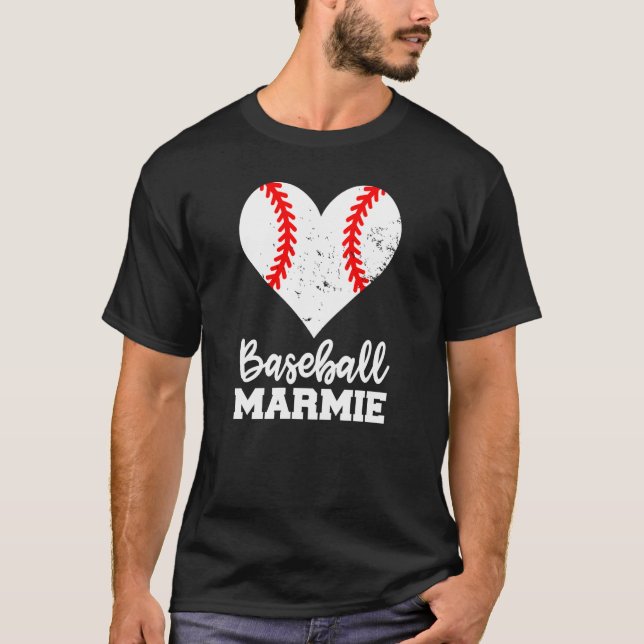 Baseball Marmie Baseball Heart Grandma Marmie T-Shirt (Front)