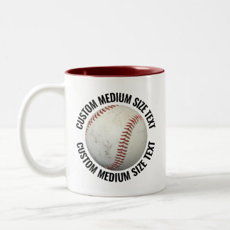 Baseball & Medium Text MAROON 11oz Custom Two-Tone Coffee Mug