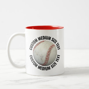 Baseball & Medium Text RED 11oz Custom Two-Tone Coffee Mug
