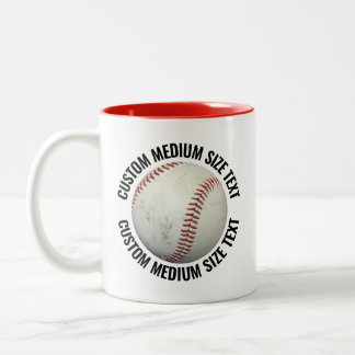 Baseball & Medium Text RED 11oz Custom Two-Tone Coffee Mug