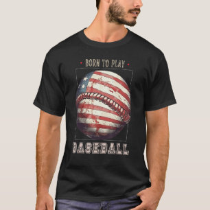 Baseball Merica Patriotic 4th July American Flag T-Shirt
