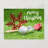 Baseball Merry Christmas with ball and bat