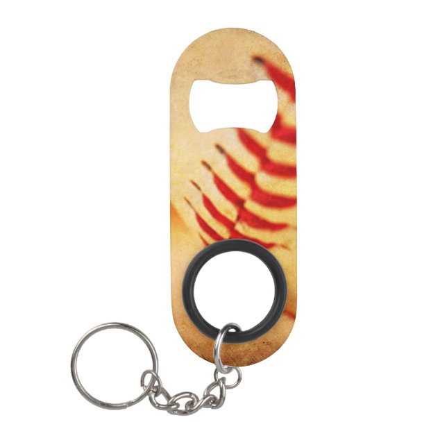 Baseball Mini Bottle Opener With Keychain (Front)