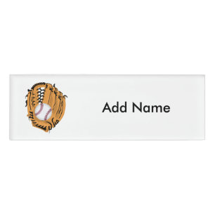 Baseball Mitt and Ball Name Tag