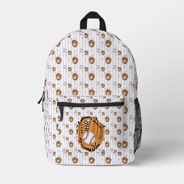 Baseball Mitt and Ball Printed Backpack (Front)