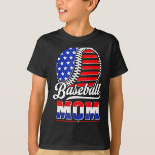 Baseball Mom American Flag Mother Artwork T-Shirt