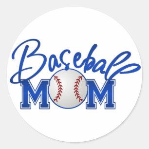 Baseball MOM blue Classic Round Sticker