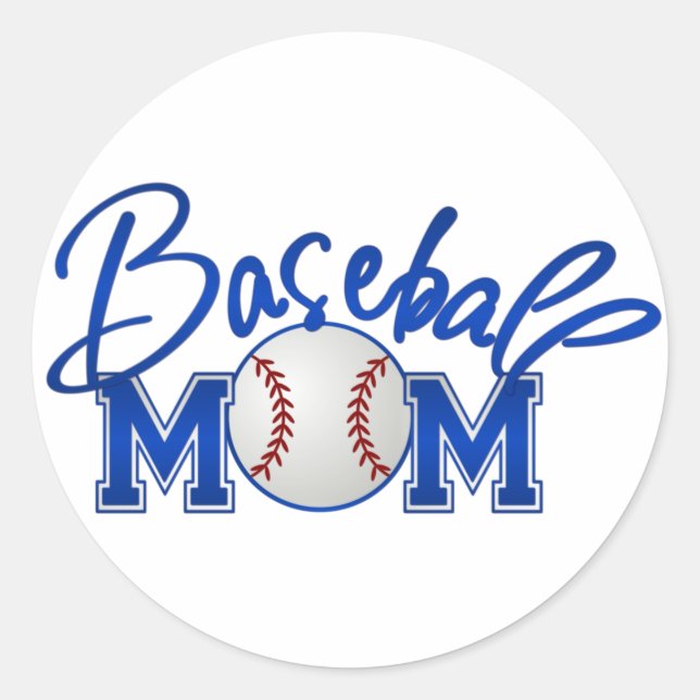 Baseball MOM blue Classic Round Sticker (Front)