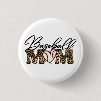 Baseball Mom Leopard Design Keychain 3 Cm Round Badge