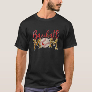 Baseball Mom Leopard Funny Softball Mom Mother's D T-Shirt