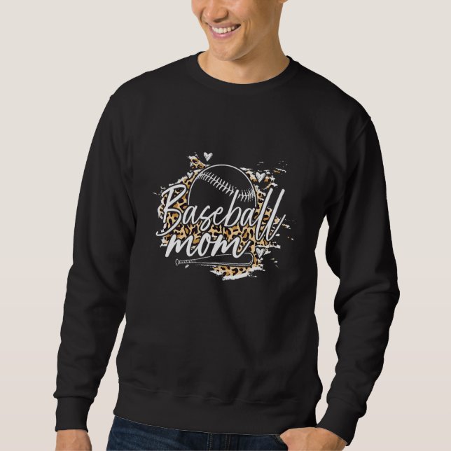 Baseball Mom Leopard Pattern Baseball Mother Sweatshirt (Front)