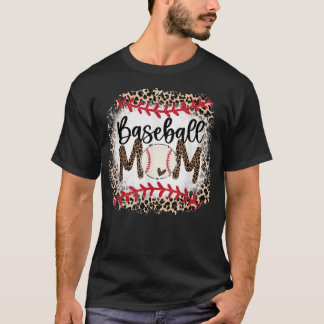 Baseball Mom Leopard Softball Mama Mother's Day 2 T-Shirt