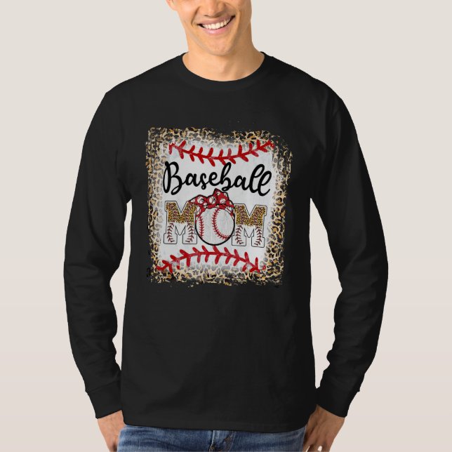 Baseball Mom Leopard  Softball Mom Mother s Day T-Shirt (Front)