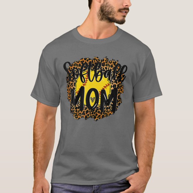 Baseball Mom Leopard Tee Softball Mama Mother's Da (Front)