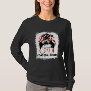 Baseball Mom Messy Bun Proud Mama Baseball Scarf S T-Shirt