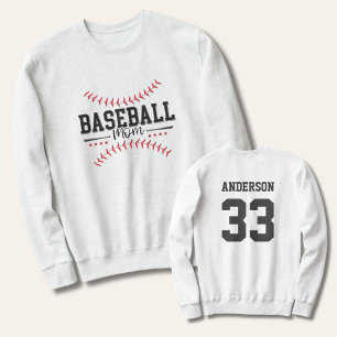 Baseball Mom Personalized Back Baseball Stitching Sweatshirt
