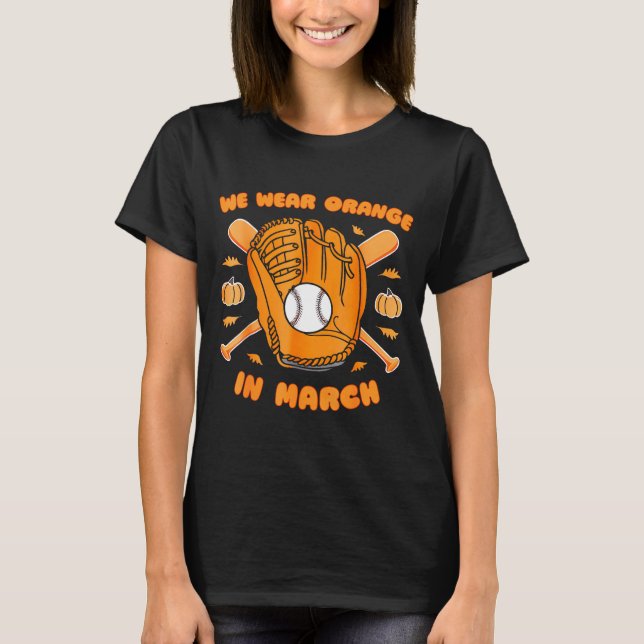 Baseball Multiple Sclerosis Awareness Month Orange T-Shirt (Front)