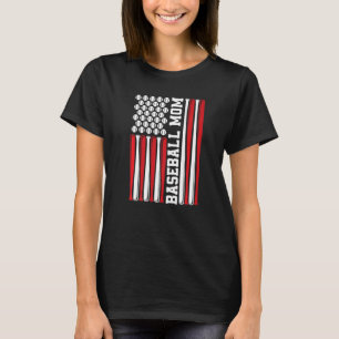 Baseball Mum American Flag 4th Of July Patriotic F T-Shirt