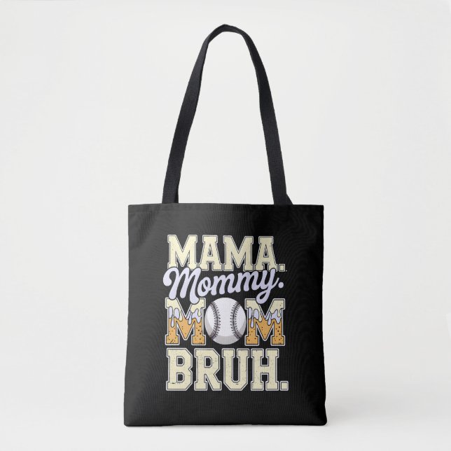 Baseball Mum Bruh Funny Ice Cream Drip Design Tote Bag (Front)