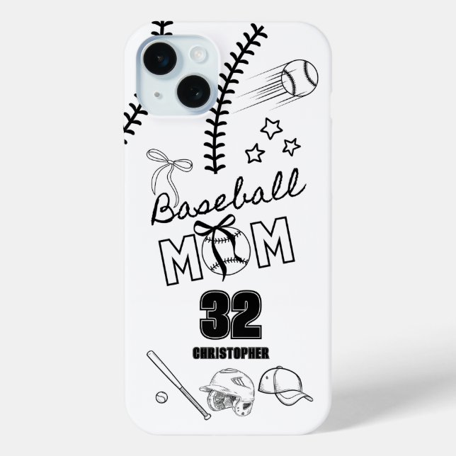 Baseball Mum Coquette Bow Case-Mate iPhone Case (Back)