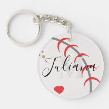 Baseball Mum Dad Grandfather Monogrammed Keychain