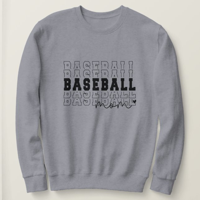 Baseball Mum Grey Personalised Sweatshirt (Design Front)