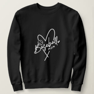 Baseball Mum Heart Personalised Black Baseball Sweatshirt