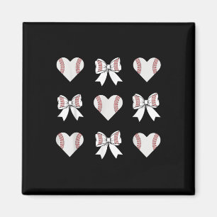 Baseball Mum Heart With Coquette Bow Mothers Day Magnet