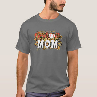 Baseball Mum Leopard Baseball Lovers Family Mother T-Shirt