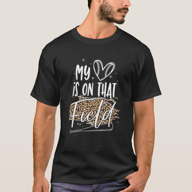 Baseball Mum Leopard Pattern Softball Baseball Mot T-Shirt (Front)