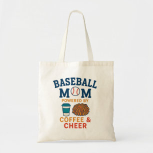 Baseball Mum Powered by Coffee and Cheer Tote Bag