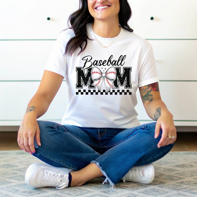 Baseball Mum Retro Mama Coquette Bow Tri-Blend Shirt (Creator Uploaded)